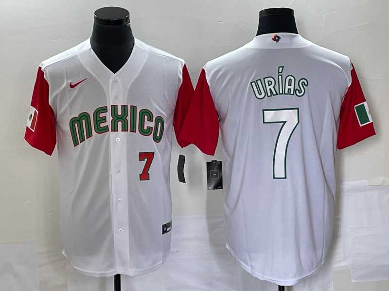 Men's Mexico Baseball #7 Julio Urias Number 2023 White Red World Classic Stitched Jersey 35,We sell and wholesale Men's Mexico Baseball #7 Julio Urias Number 2023 White Red World Classic Stitched Jersey 35 on line form chian!